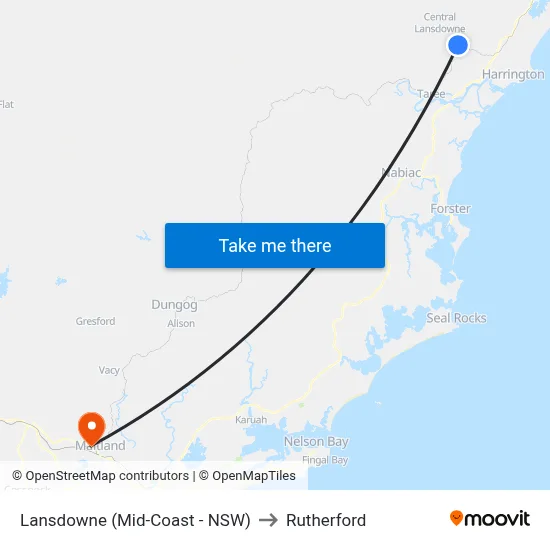 Lansdowne (Mid-Coast - NSW) to Rutherford map