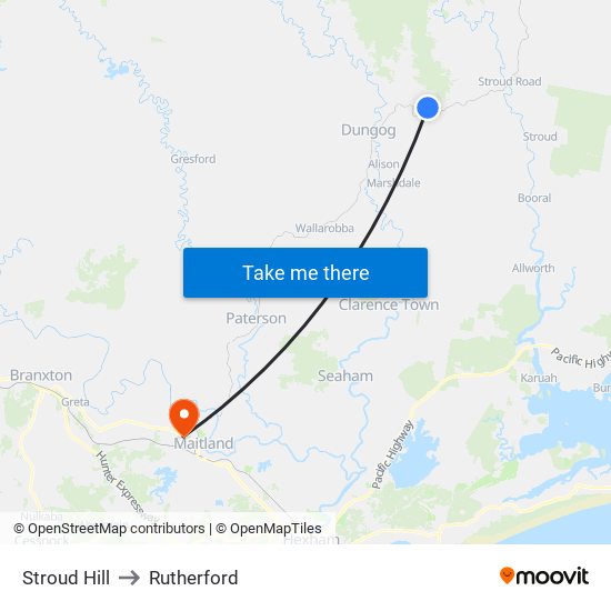 Stroud Hill to Rutherford map