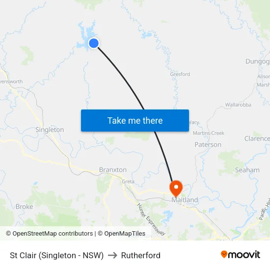 St Clair (Singleton - NSW) to Rutherford map