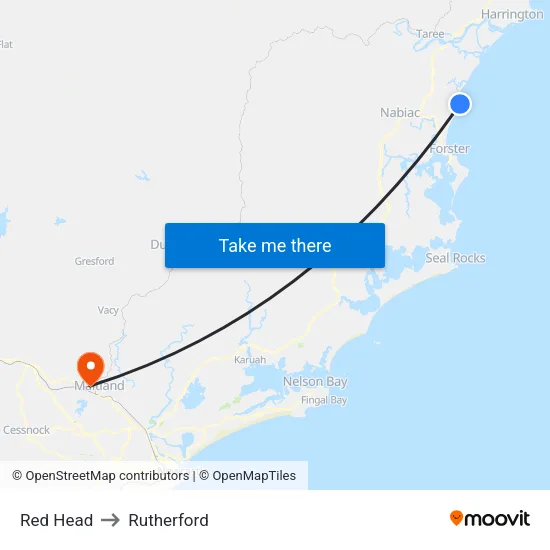 Red Head to Rutherford map