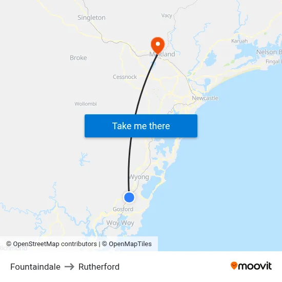 Fountaindale to Rutherford map