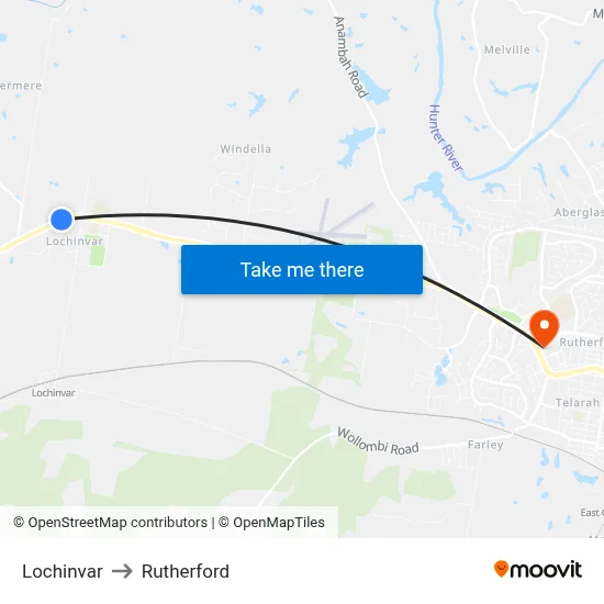 Lochinvar to Rutherford map