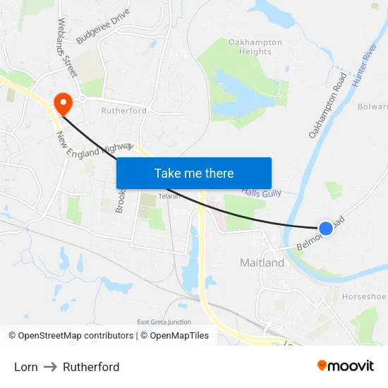 Lorn to Rutherford map