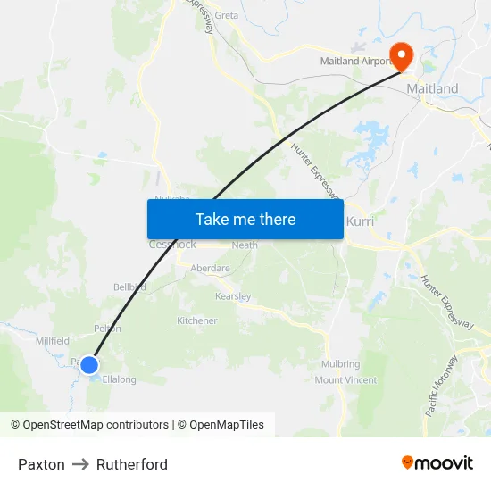 Paxton to Rutherford map