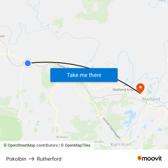 Pokolbin to Rutherford map