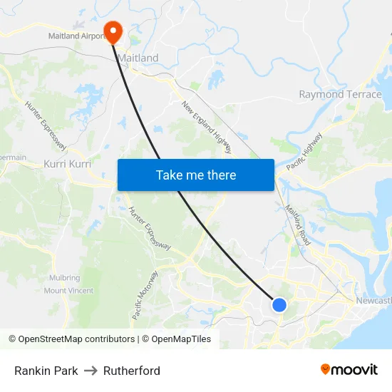 Rankin Park to Rutherford map