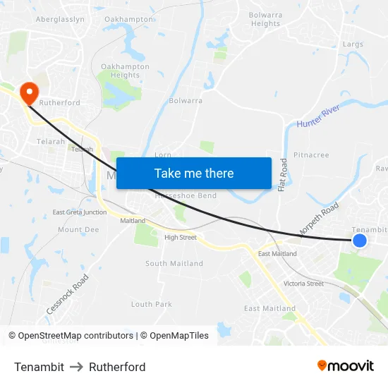 Tenambit to Rutherford map