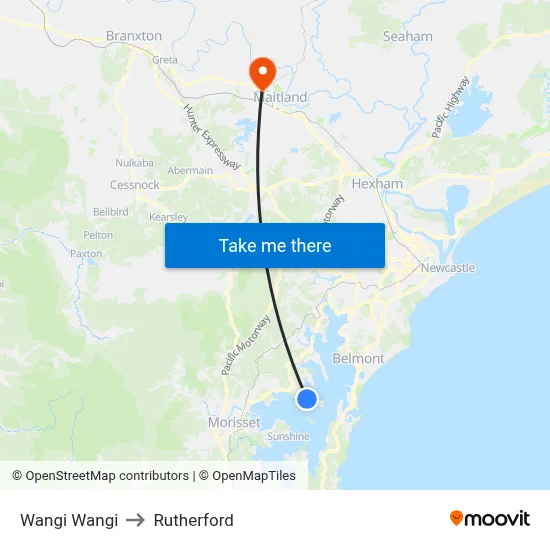 Wangi Wangi to Rutherford map