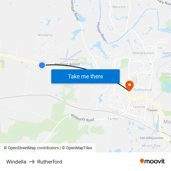 Windella to Rutherford map
