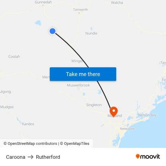Caroona to Rutherford map