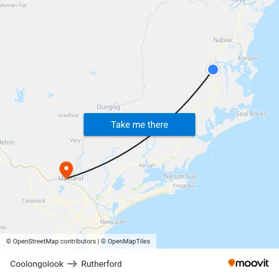 Coolongolook to Rutherford map