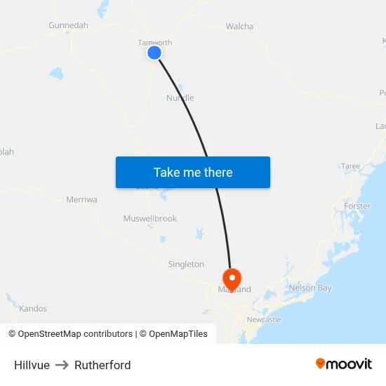 Hillvue to Rutherford map