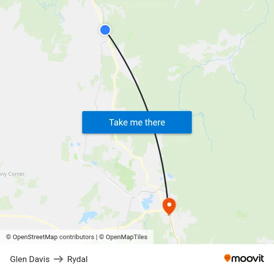 Glen Davis to Rydal map