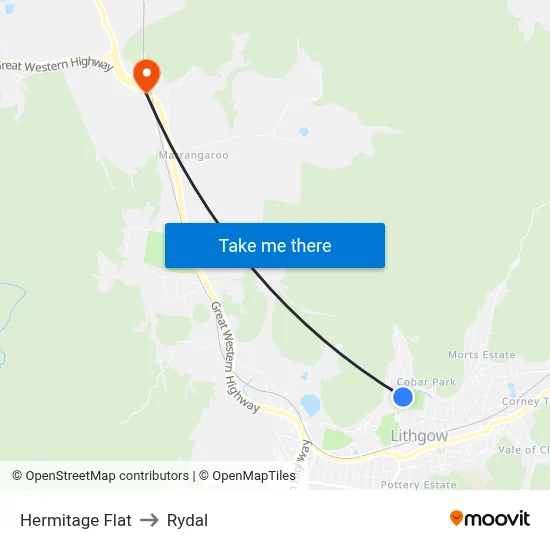 Hermitage Flat to Rydal map