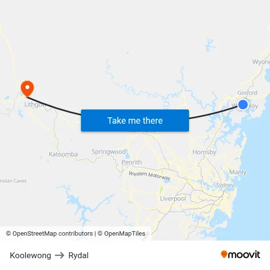 Koolewong to Rydal map