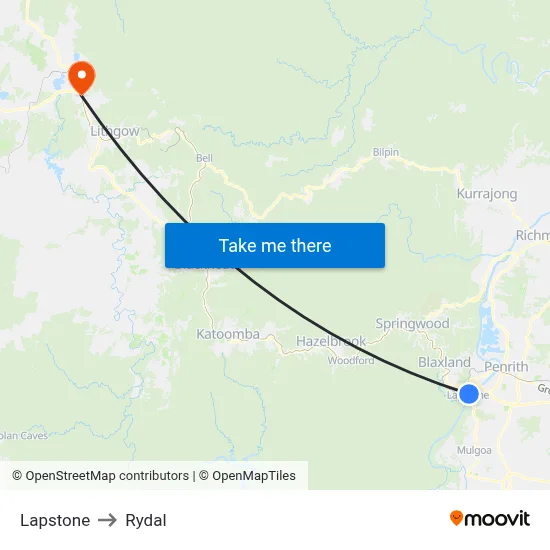 Lapstone to Rydal map