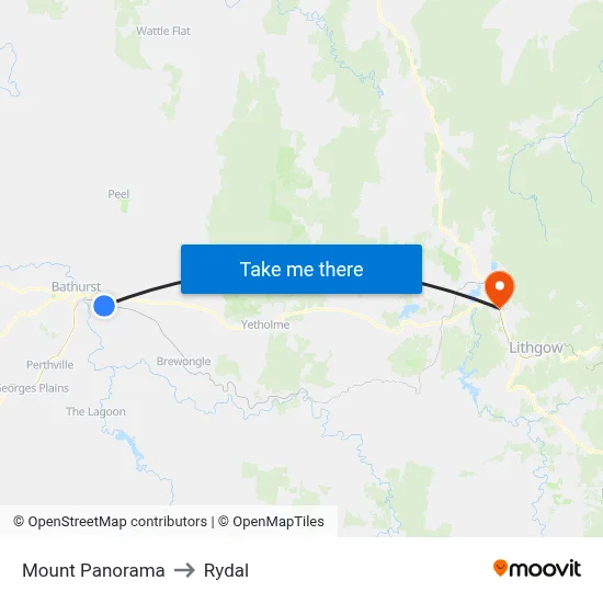 Mount Panorama to Rydal map
