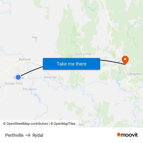 Perthville to Rydal map