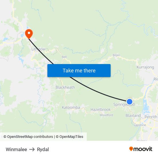 Winmalee to Rydal map