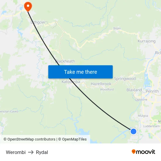 Werombi to Rydal map