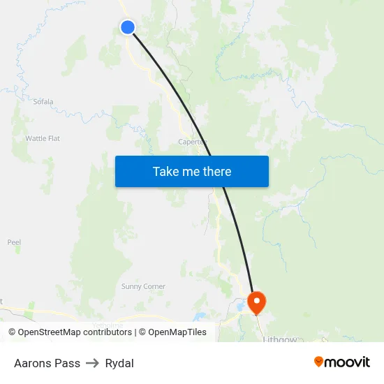 Aarons Pass to Rydal map
