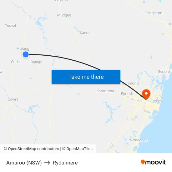 Amaroo (NSW) to Rydalmere map