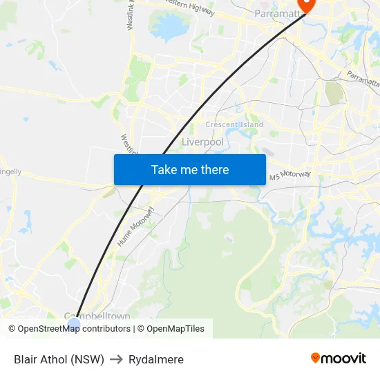 Blair Athol (NSW) to Rydalmere map