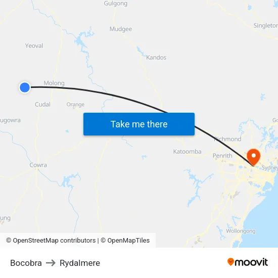 Bocobra to Rydalmere map