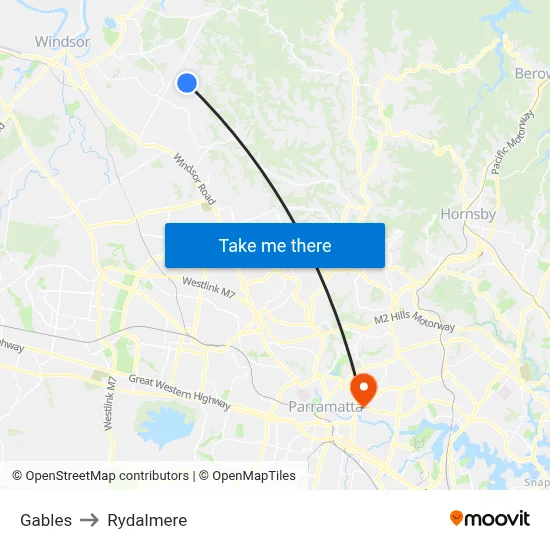 Gables to Rydalmere map
