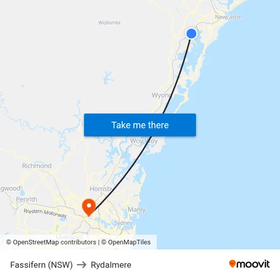 Fassifern (NSW) to Rydalmere map