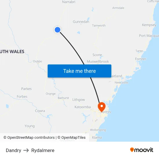 Dandry to Rydalmere map