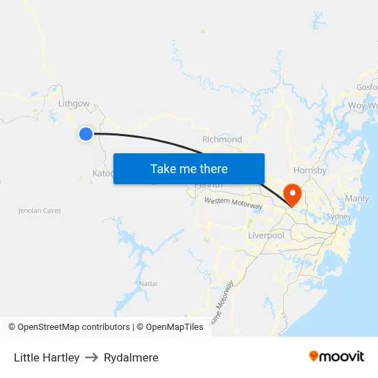 Little Hartley to Rydalmere map
