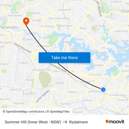 Summer Hill (Inner West - NSW) to Rydalmere map