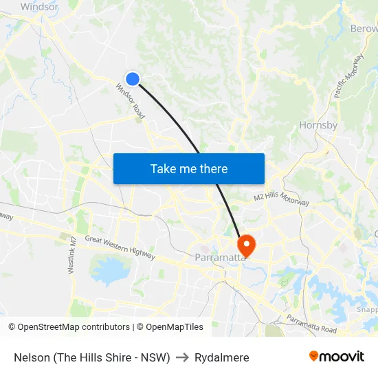 Nelson (The Hills Shire - NSW) to Rydalmere map