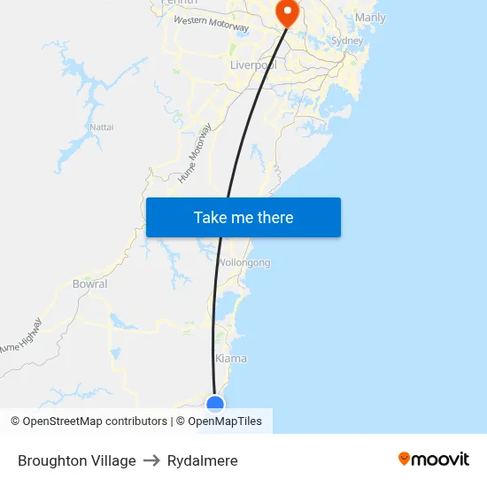 Broughton Village to Rydalmere map
