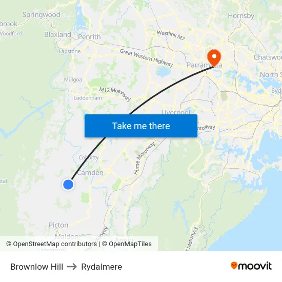Brownlow Hill to Rydalmere map