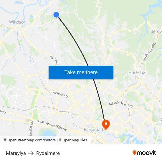 Maraylya to Rydalmere map