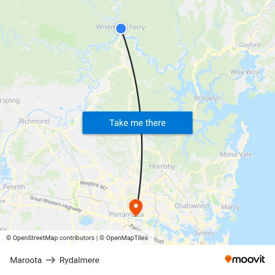 Maroota to Rydalmere map