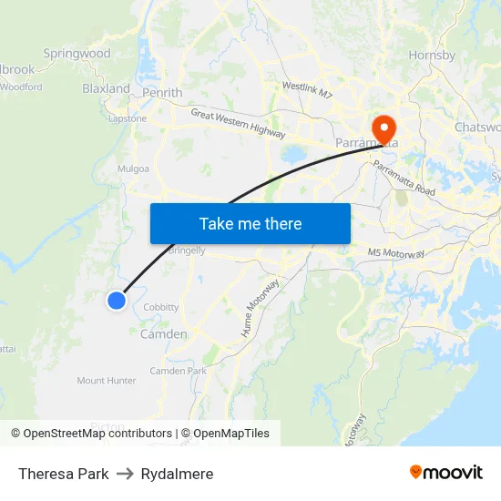 Theresa Park to Rydalmere map