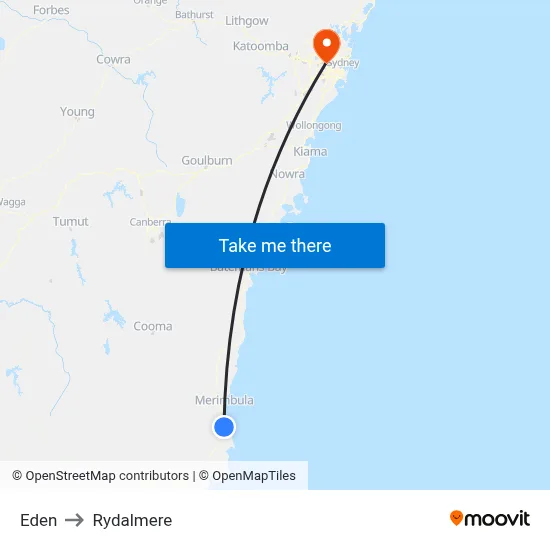 Eden to Rydalmere map
