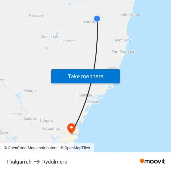 Thalgarrah to Rydalmere map
