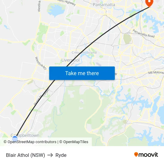 Blair Athol (NSW) to Ryde map