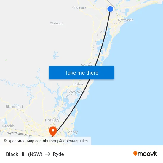Black Hill (NSW) to Ryde map
