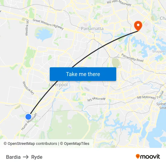 Bardia to Ryde map