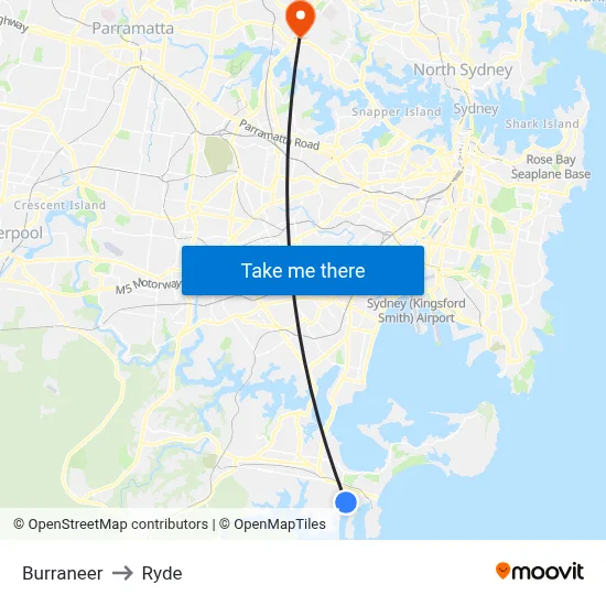 Burraneer to Ryde map