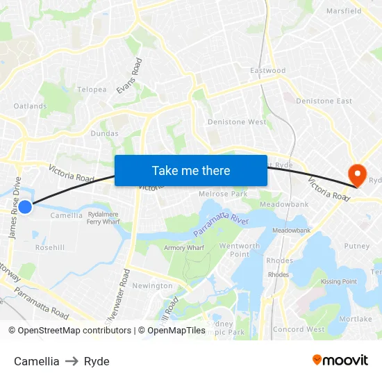 Camellia to Ryde map