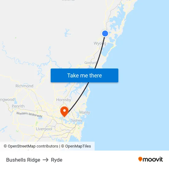 Bushells Ridge to Ryde map