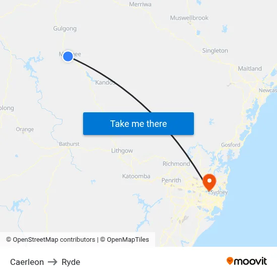 Caerleon to Ryde map