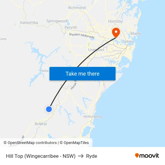 Hill Top (Wingecarribee - NSW) to Ryde map