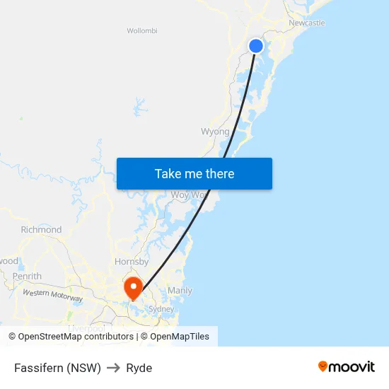 Fassifern (NSW) to Ryde map